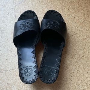 Tory Burch wood platform shoes